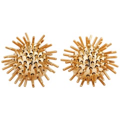 Pol Bury Vintage Gold Kinetic "Sputnik" Clip Earrings