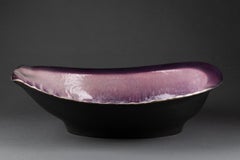 Pol CHAMBOST '1906-1983' - Grande coupe "Ormeaux en céramique émaillée et irisée