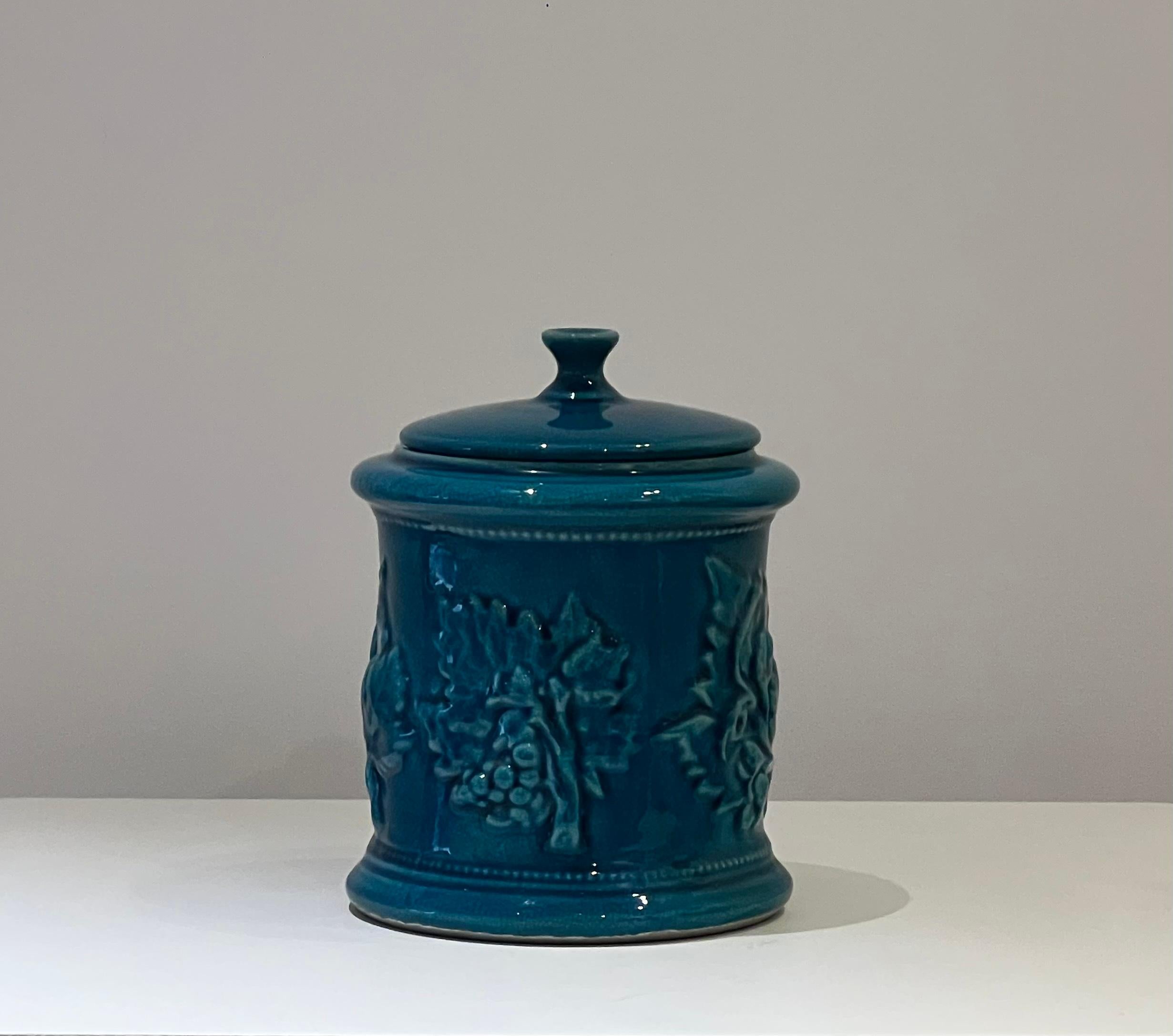 Pol Chambost 1970's Blue enamel Ceramic Boxe For Sale 4
