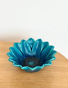 Pol Chambost Bleu Céramique décorative tasses à fleurs 1960's