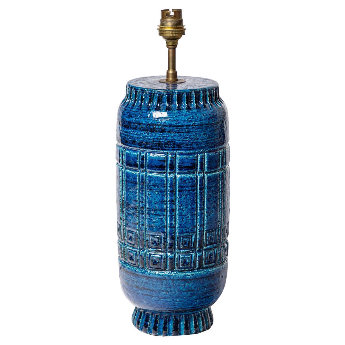Pol Chambost Blue XXth Century Ceramic Table Lamp Lighting Design Model 1307