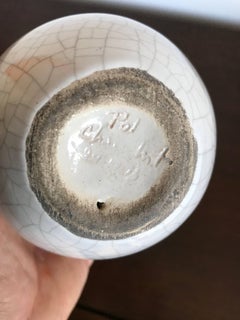 Pol Chambost Sculpture d'œuf en céramique émaillée craquelée