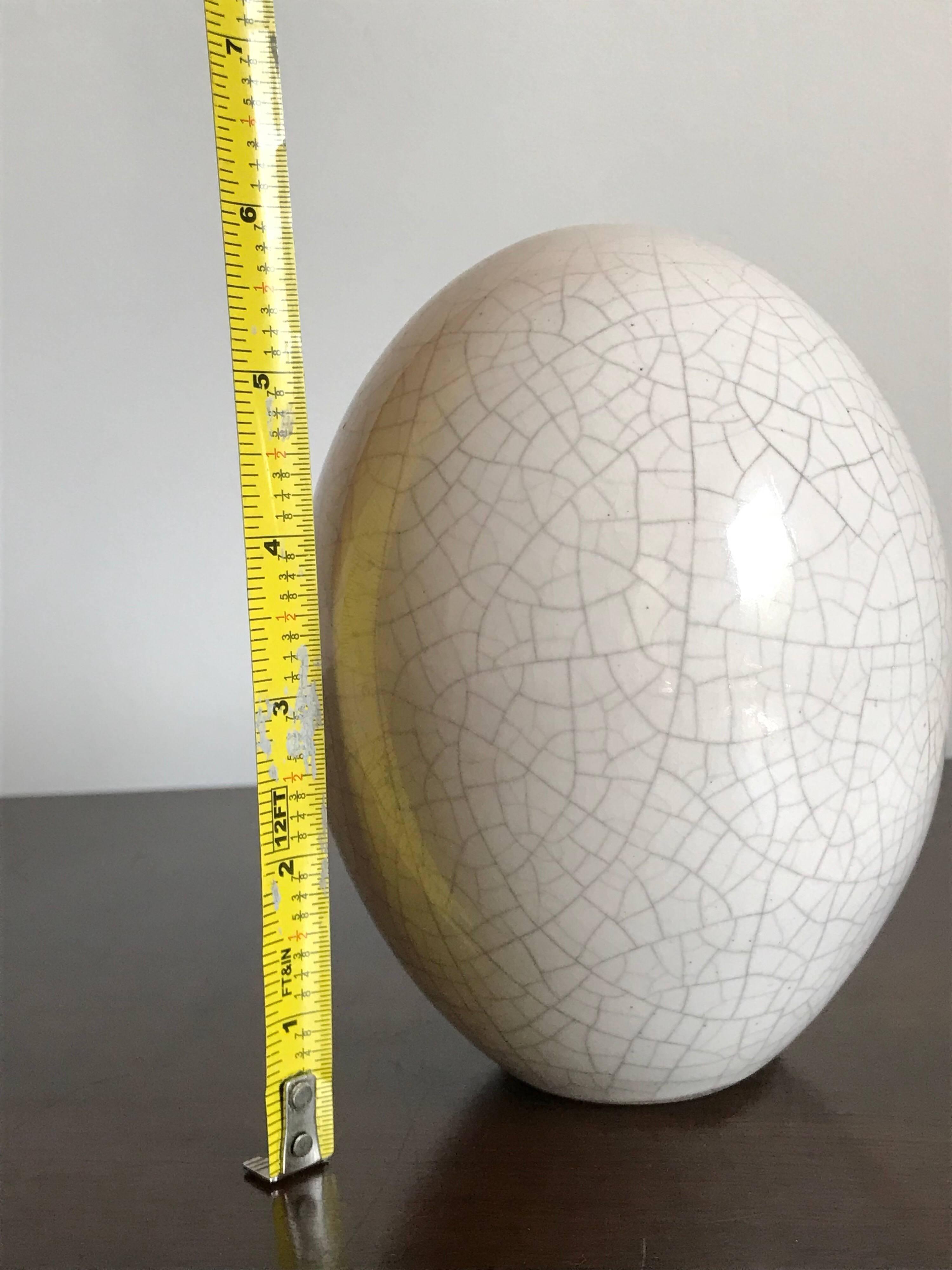 Modern Pol Chambost Ceramic Crackle Glaze Egg Sculpture