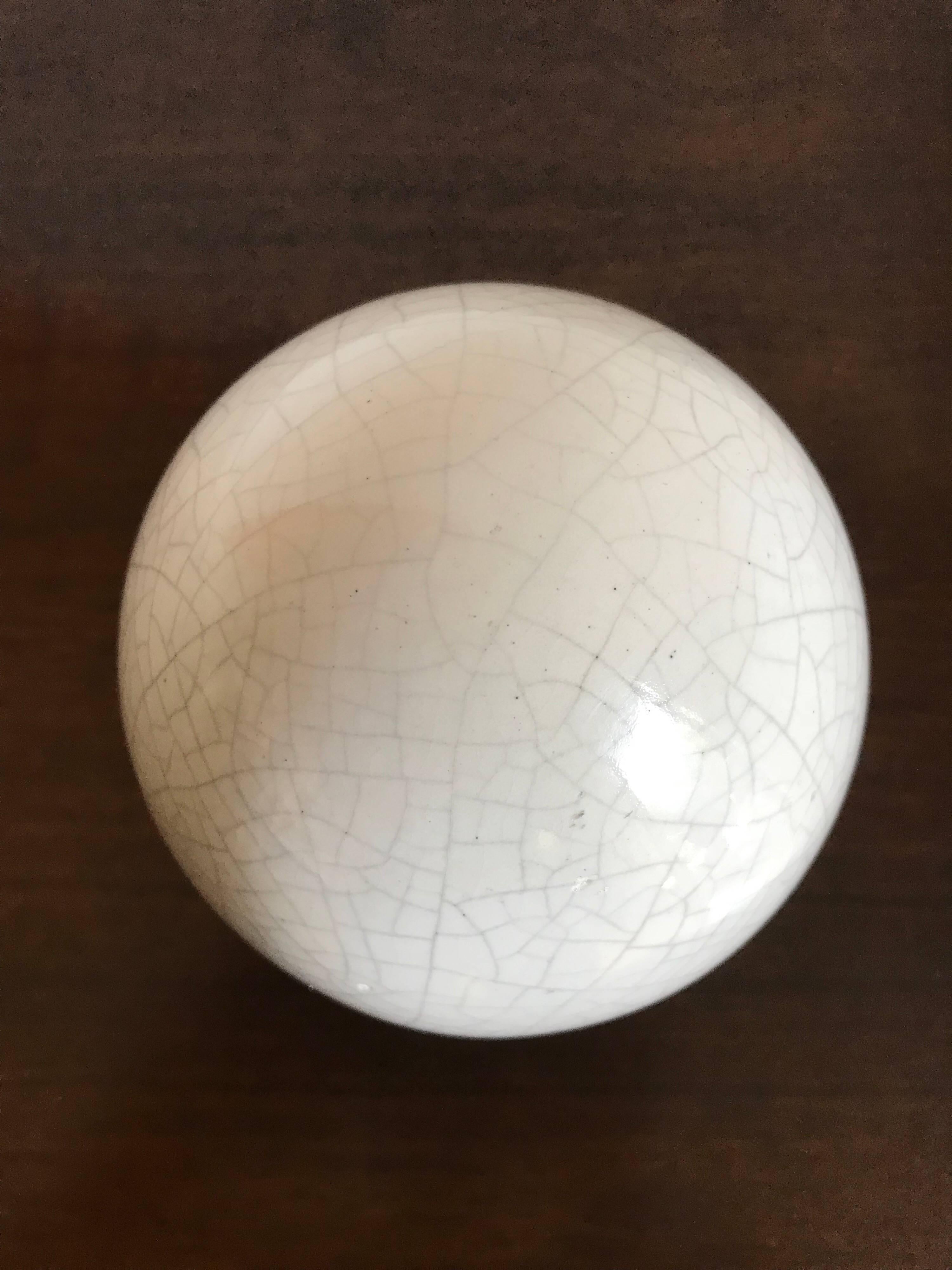 Pol Chambost Ceramic Crackle Glaze Egg Sculpture In Good Condition In Los Angeles, CA