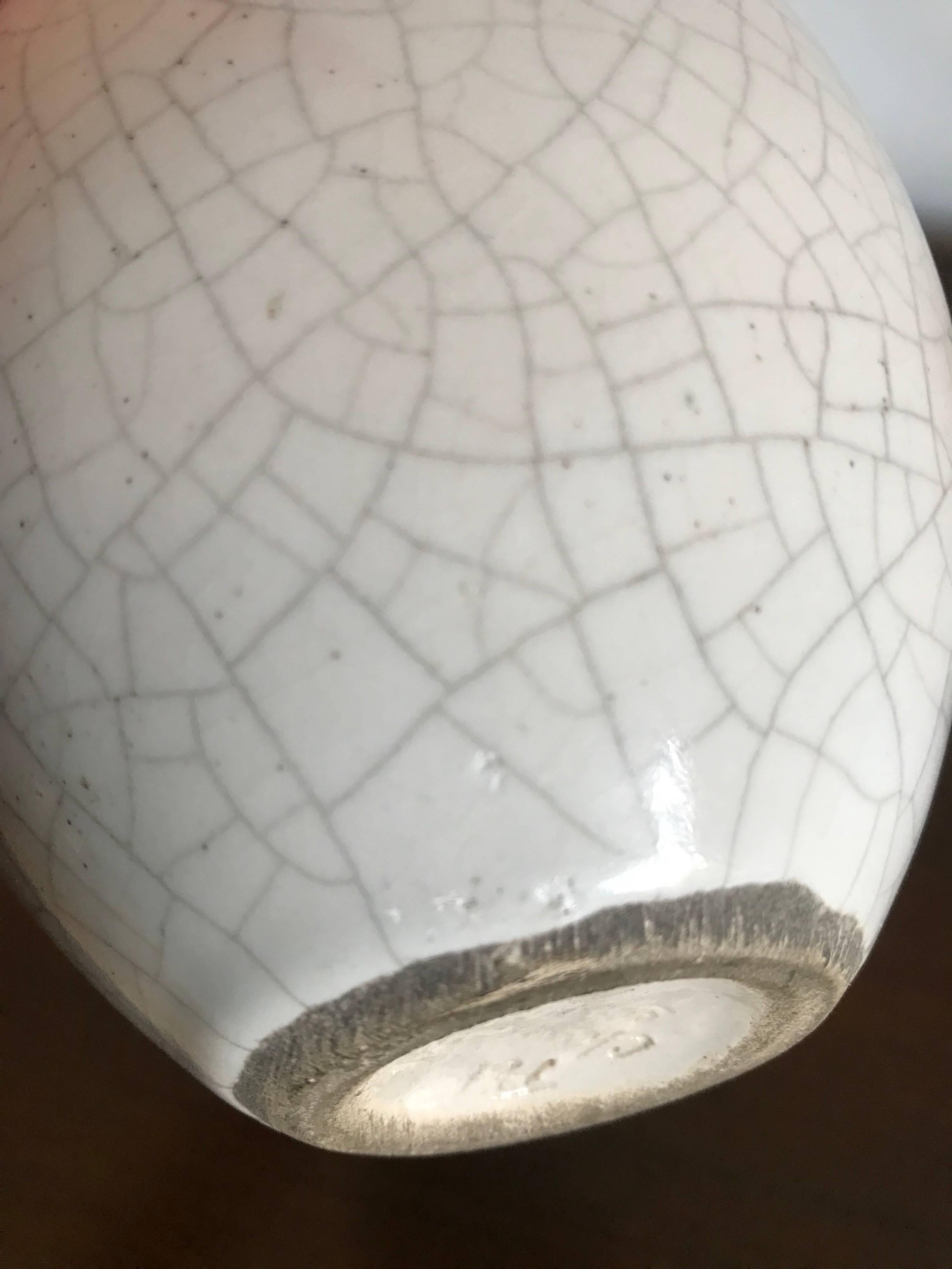 20th Century Pol Chambost Ceramic Crackle Glaze Egg Sculpture
