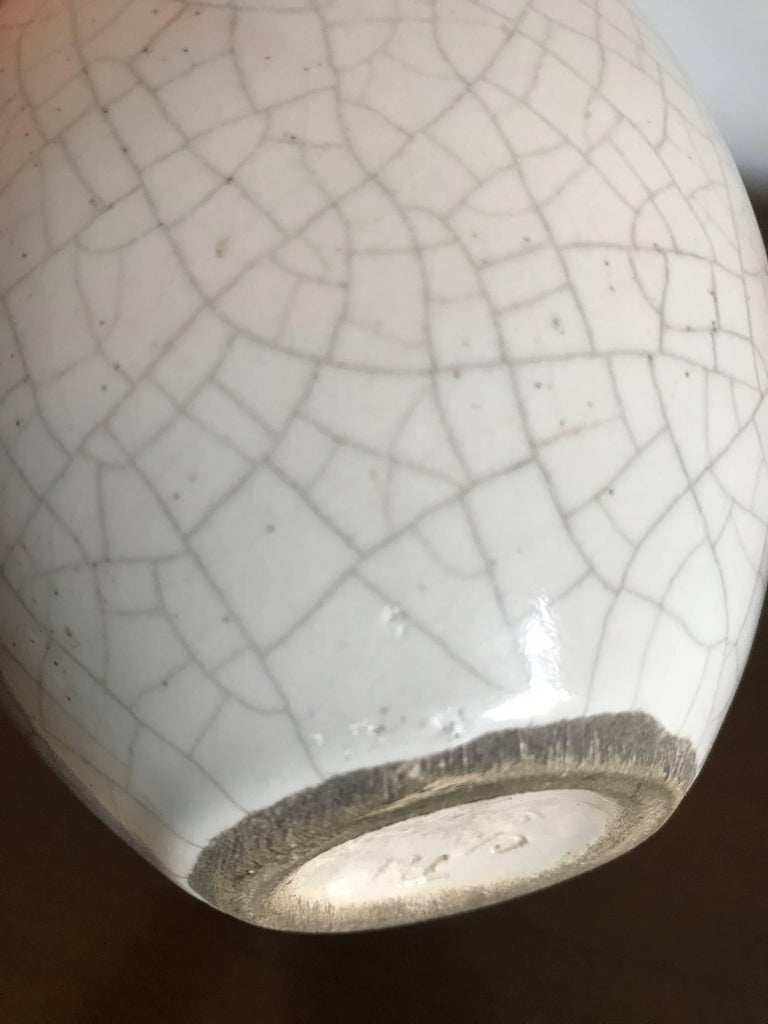 Pol Chambost Ceramic Crackle Glaze Egg Sculpture at 1stDibs