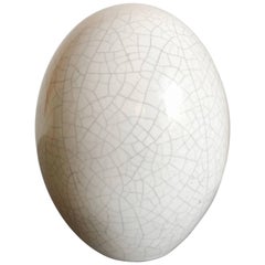Pol Chambost Sculpture d'œuf en céramique émaillée craquelée