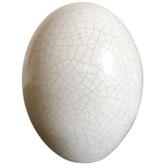 Pol Chambost Sculpture d'œuf en céramique émaillée craquelée