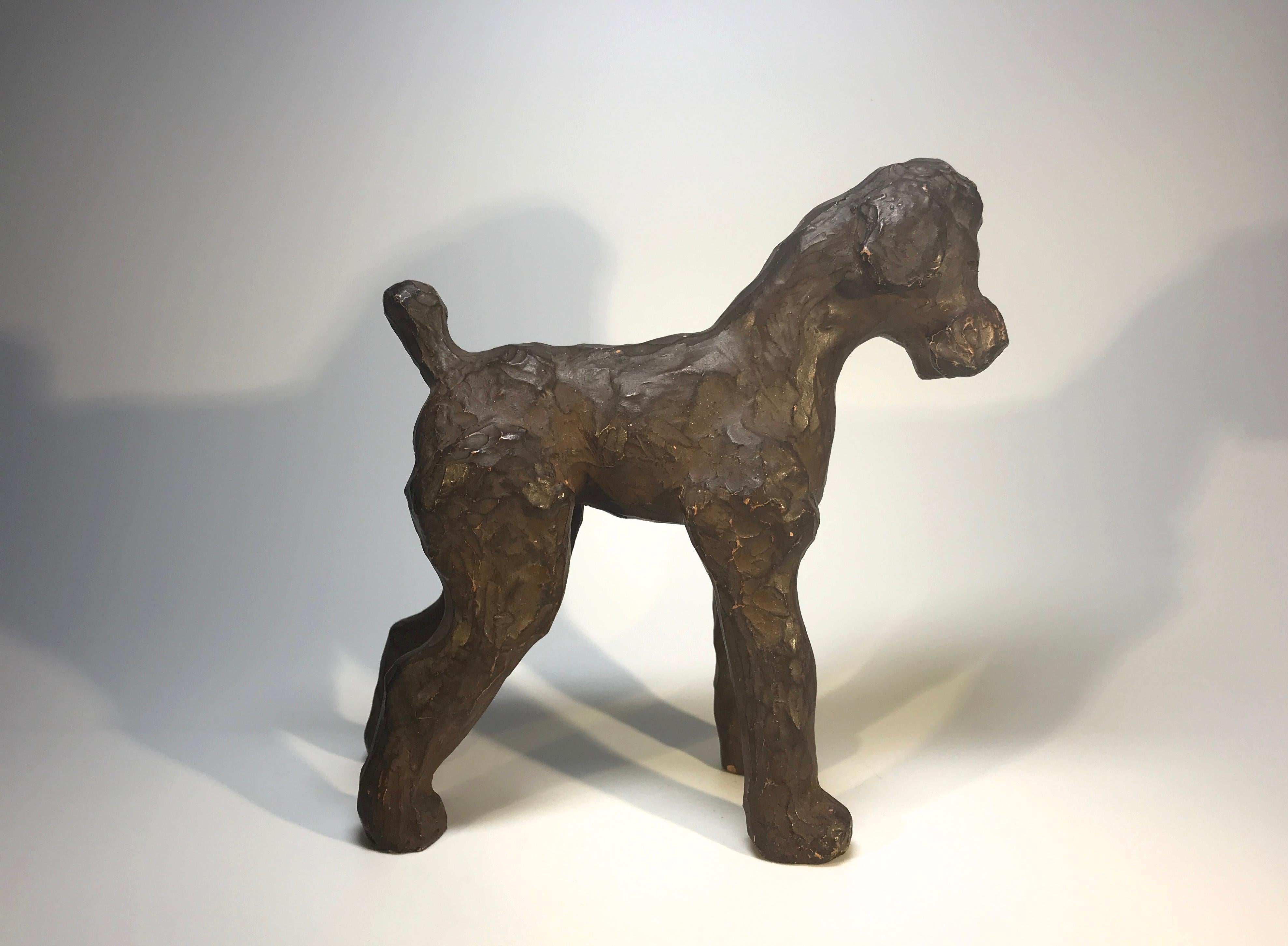 Mid-Century Modern Exceptional Ceramic French Poodle Sculpture French Ceramicist Pol Chambost 1950s