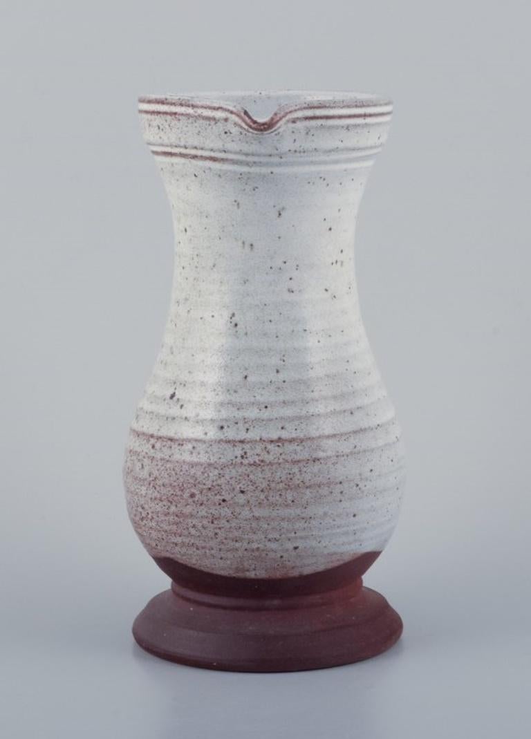 Glazed Pol Chambost, France. Ceramic pitcher with gray-toned glaze.  For Sale