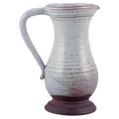 Vintage Pol Chambost, France. Ceramic pitcher with gray-toned glaze. 