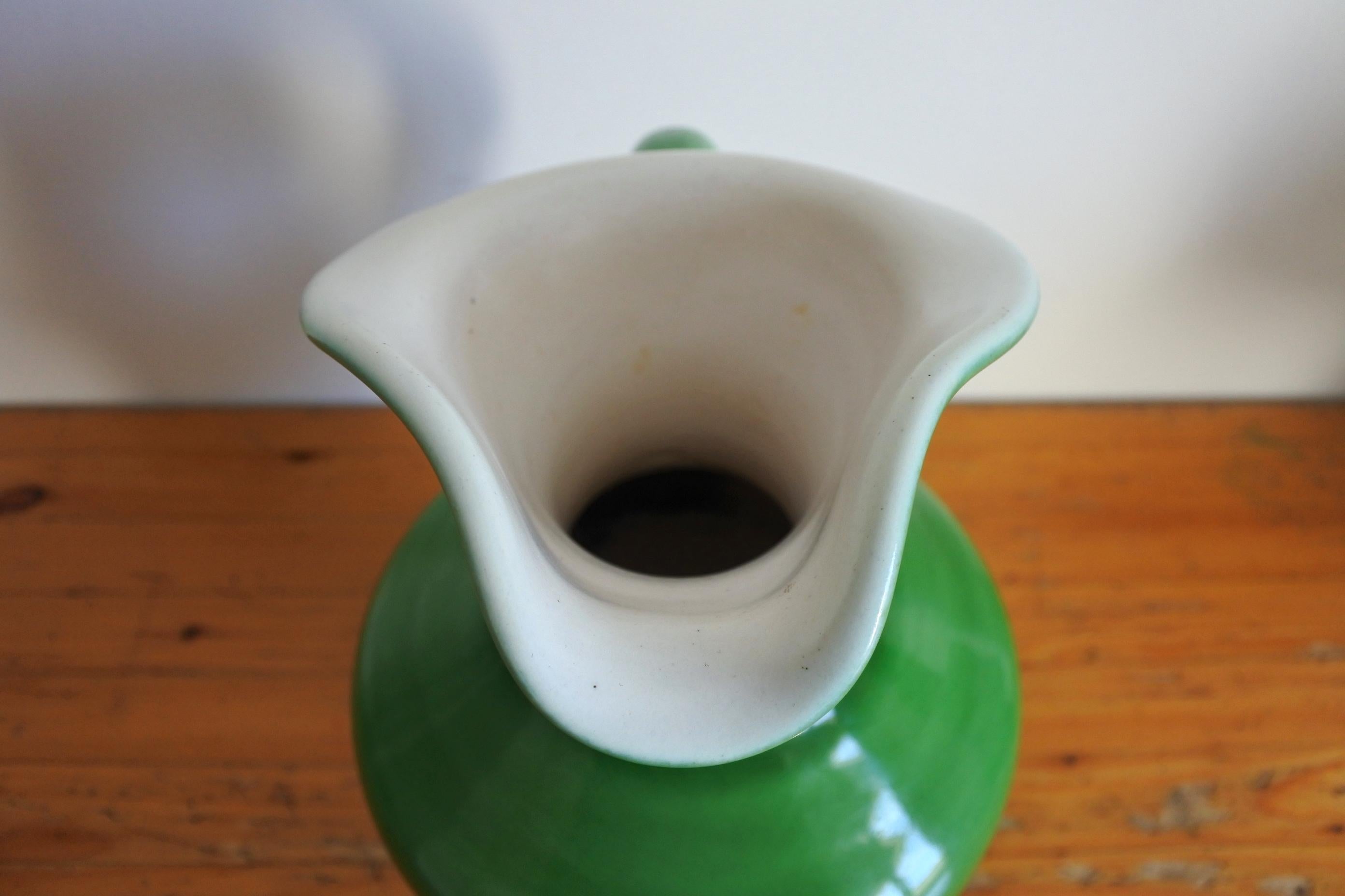 French Pol Chambost Free Form Glazed Ceramic Pitcher Vase, France 1950s