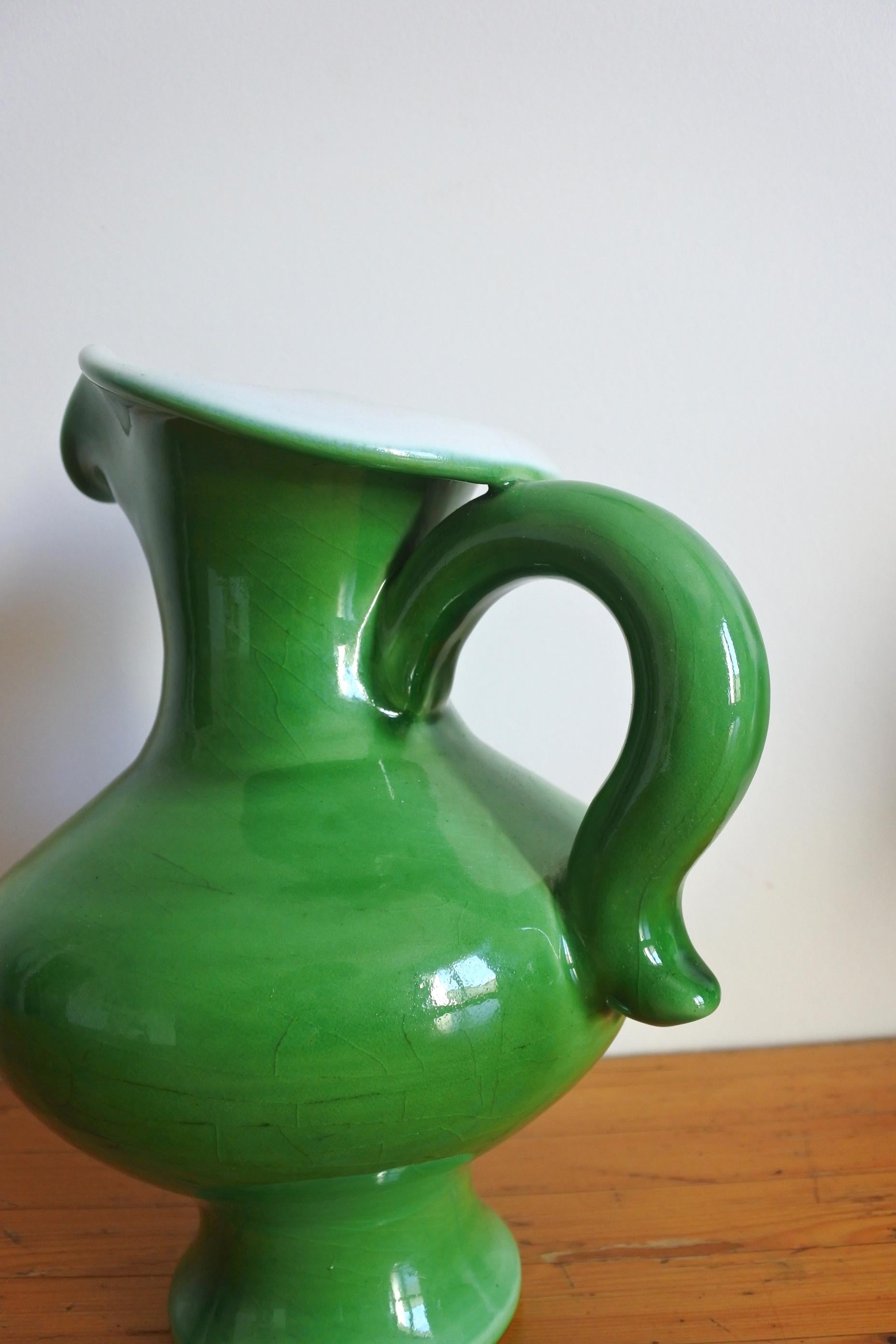 Pol Chambost Free Form Glazed Ceramic Pitcher Vase, France 1950s In Good Condition In La Teste De Buch, FR