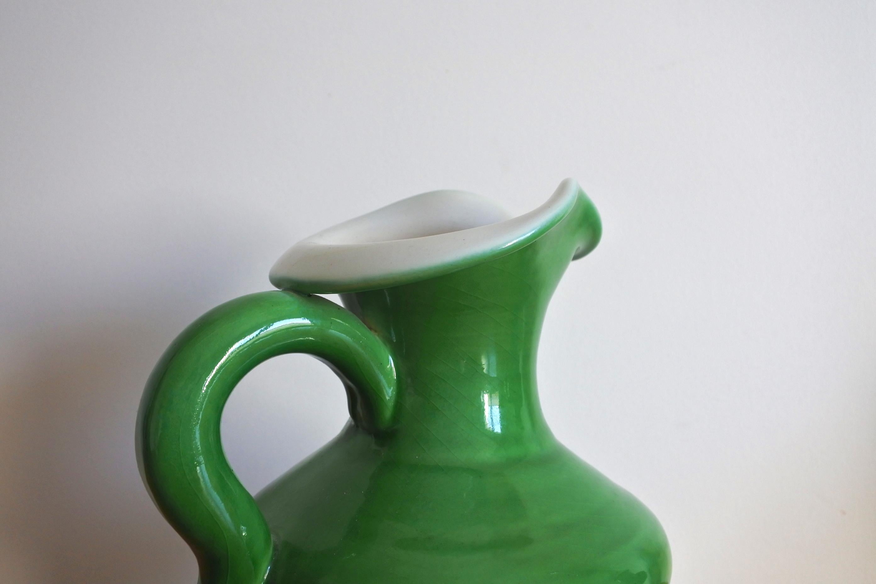 Pol Chambost Free Form Glazed Ceramic Pitcher Vase, France 1950s 3