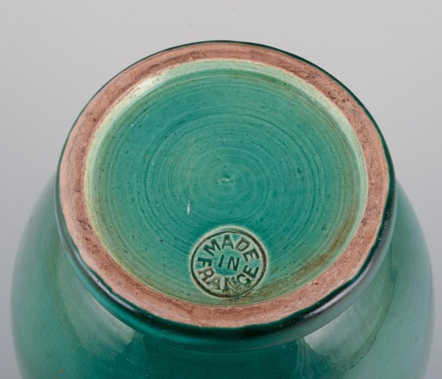 Pol Chambost, French ceramist. Ceramic vase with green glaze, 1940s For Sale 1