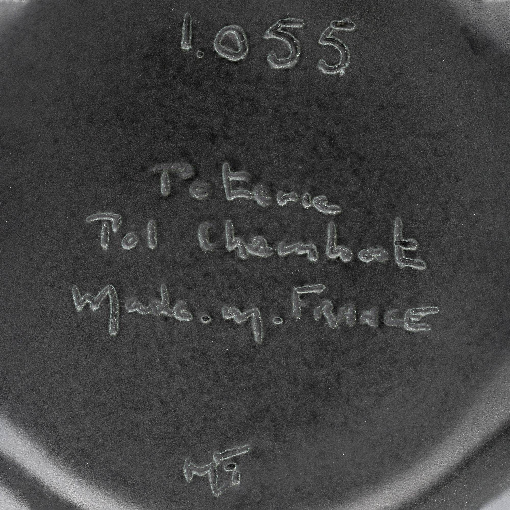 Pol Chambost Iconic Corolle Art Pottery Black & Yellow Glazed Vase Designed 1955 1