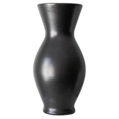 Große und elegante schwarze Vase von Pol CHAMBOST