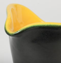 Pol Chambost Mid-Century Iconic Art Pottery Black & Yellow Glazed Jug