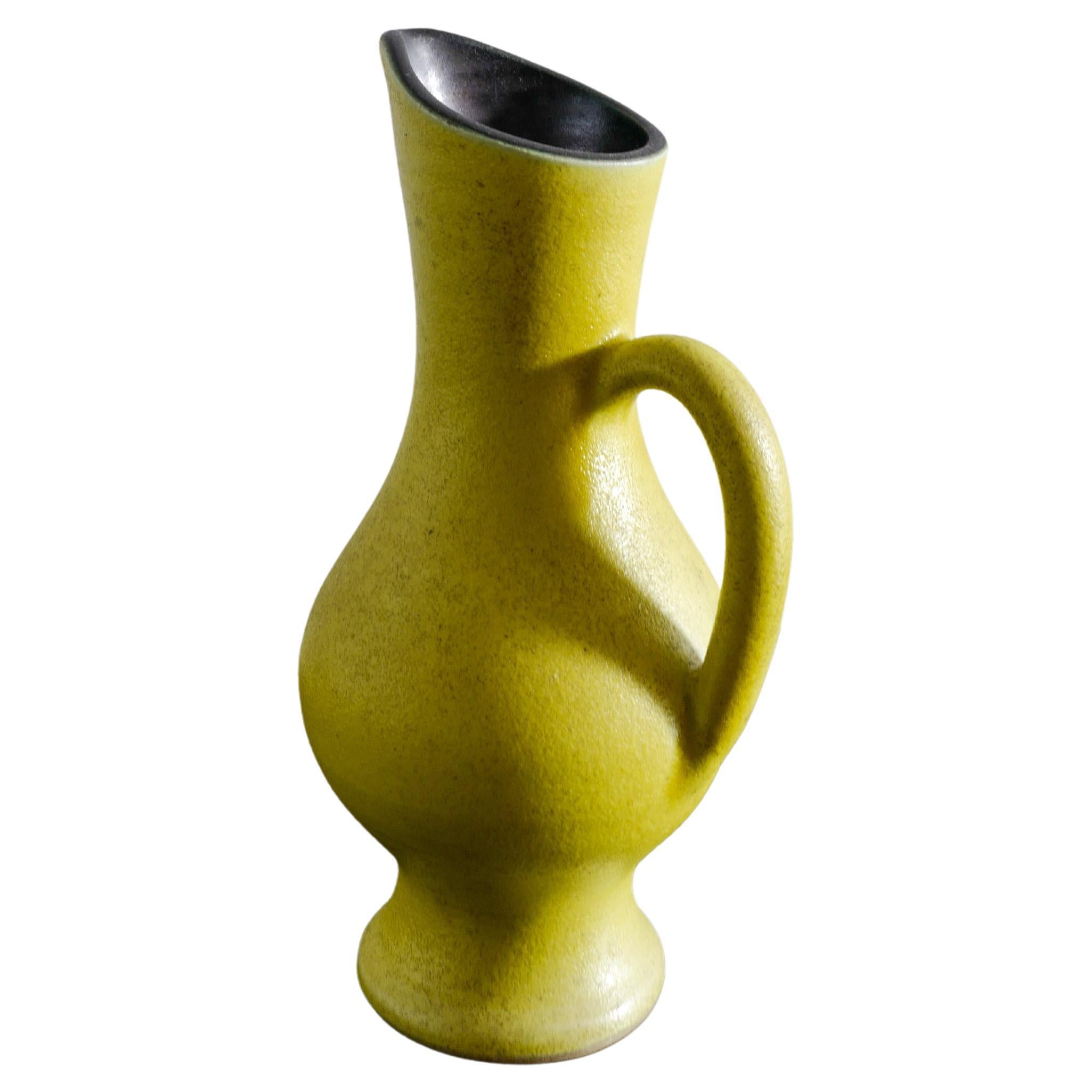 Pol Chambost Mid-Century Pitcher Jug Vase in Yellow Produced in France, 1950s