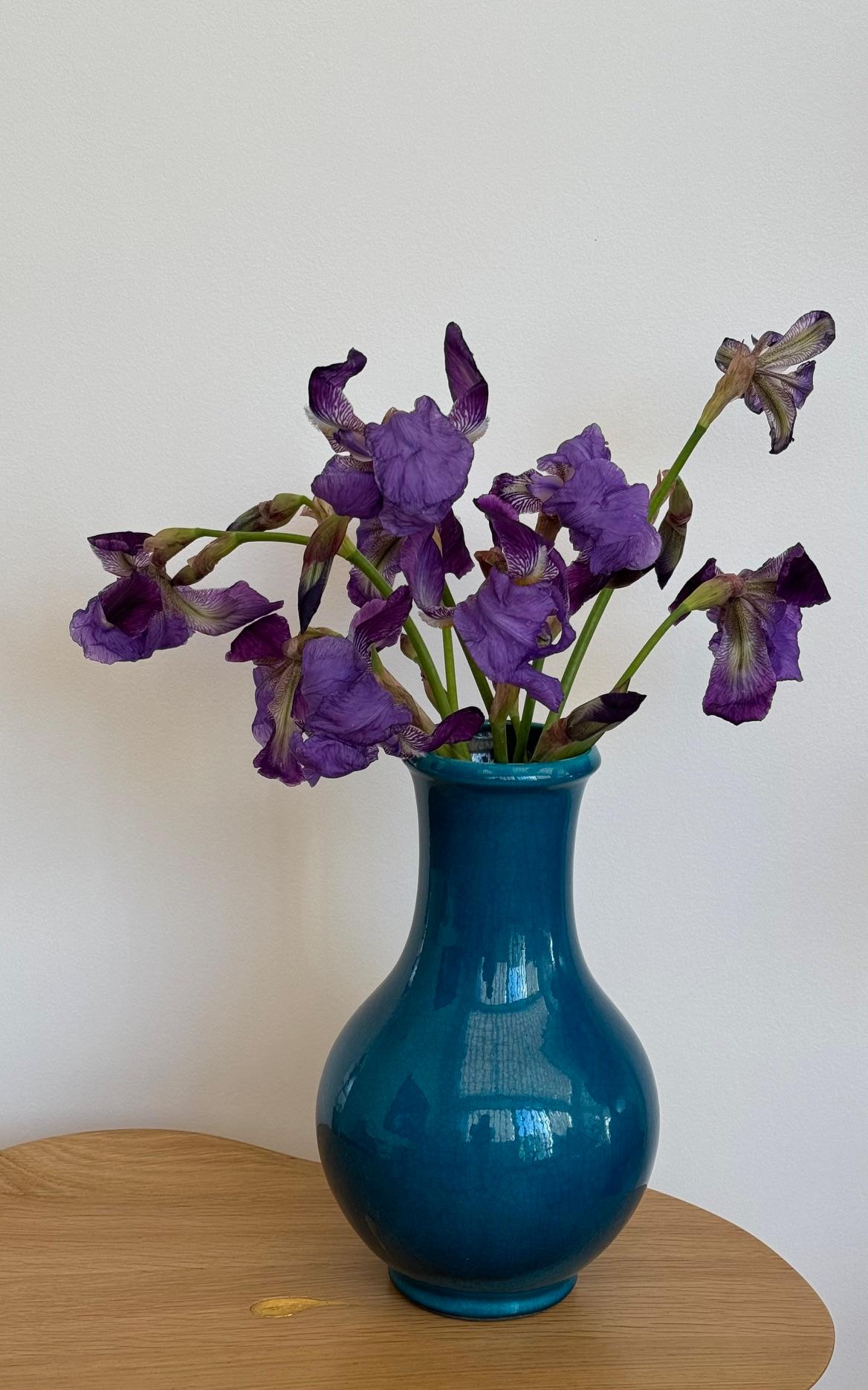Pol Chambost Pair of Blue Ceramic Vases 