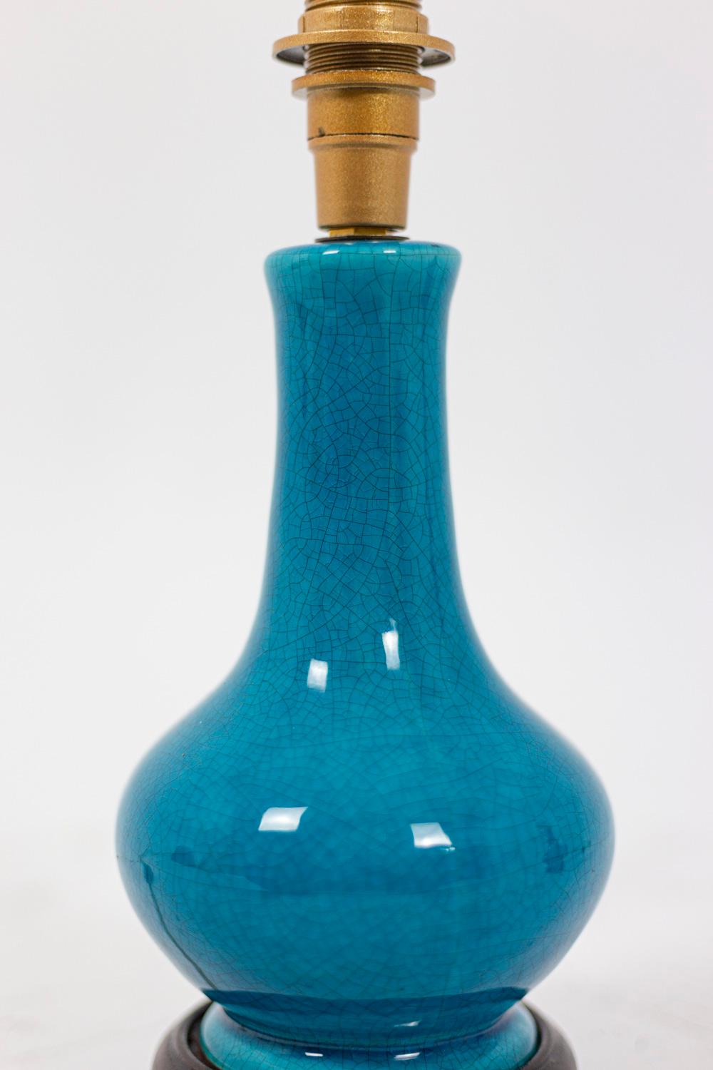 Pol Chambost, Pareja de lámparas de cerámica y bronce dorado, Siglo XX siglo XX en venta