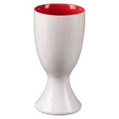 Pol Chambost, Petit Vase "Diabolo" Couverte Blanche Intérieur