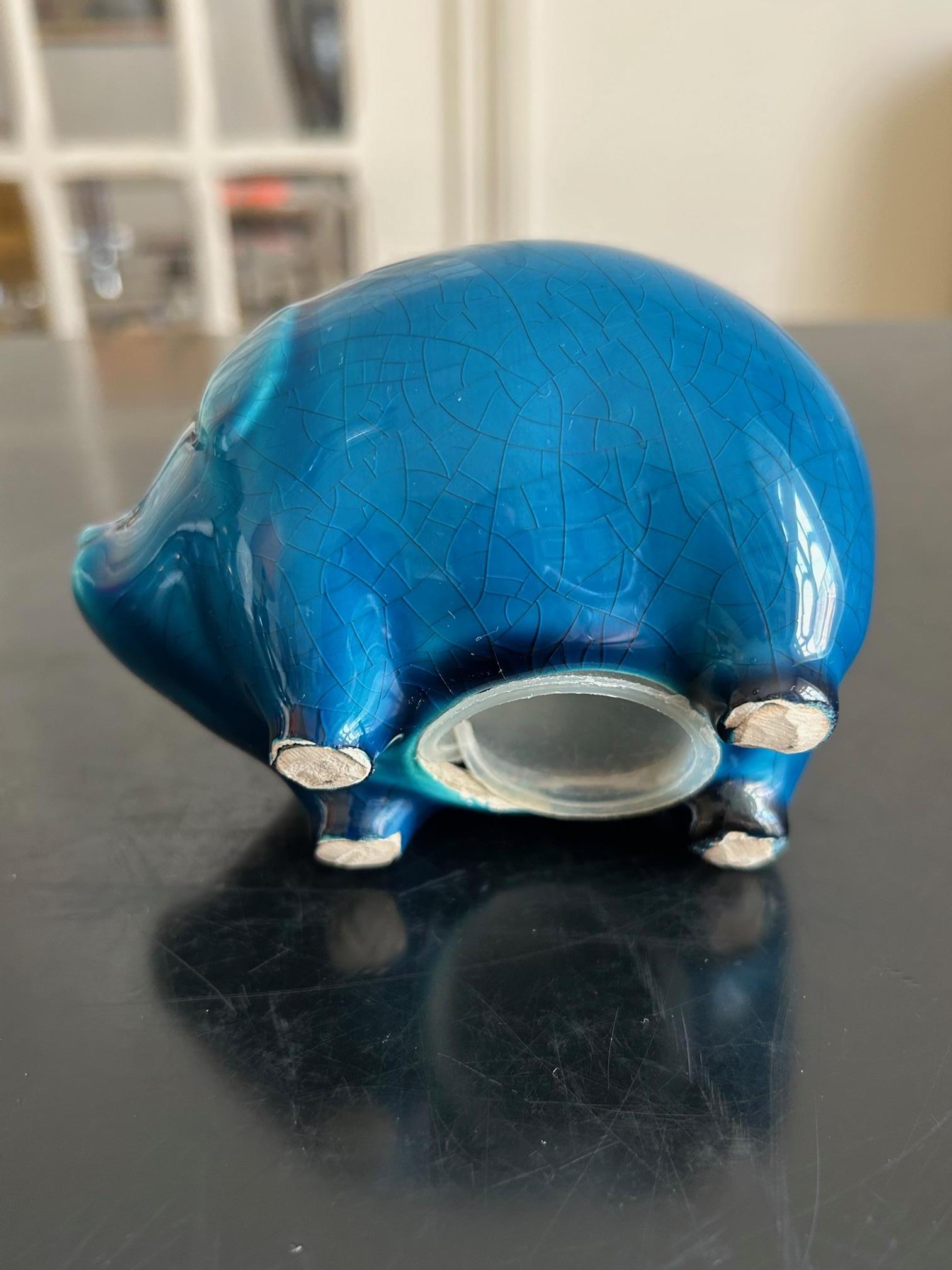 rare piece of blue enabled ceramic with fine crackles .
Pig from Pol Chambost in good original condition from the 1960's