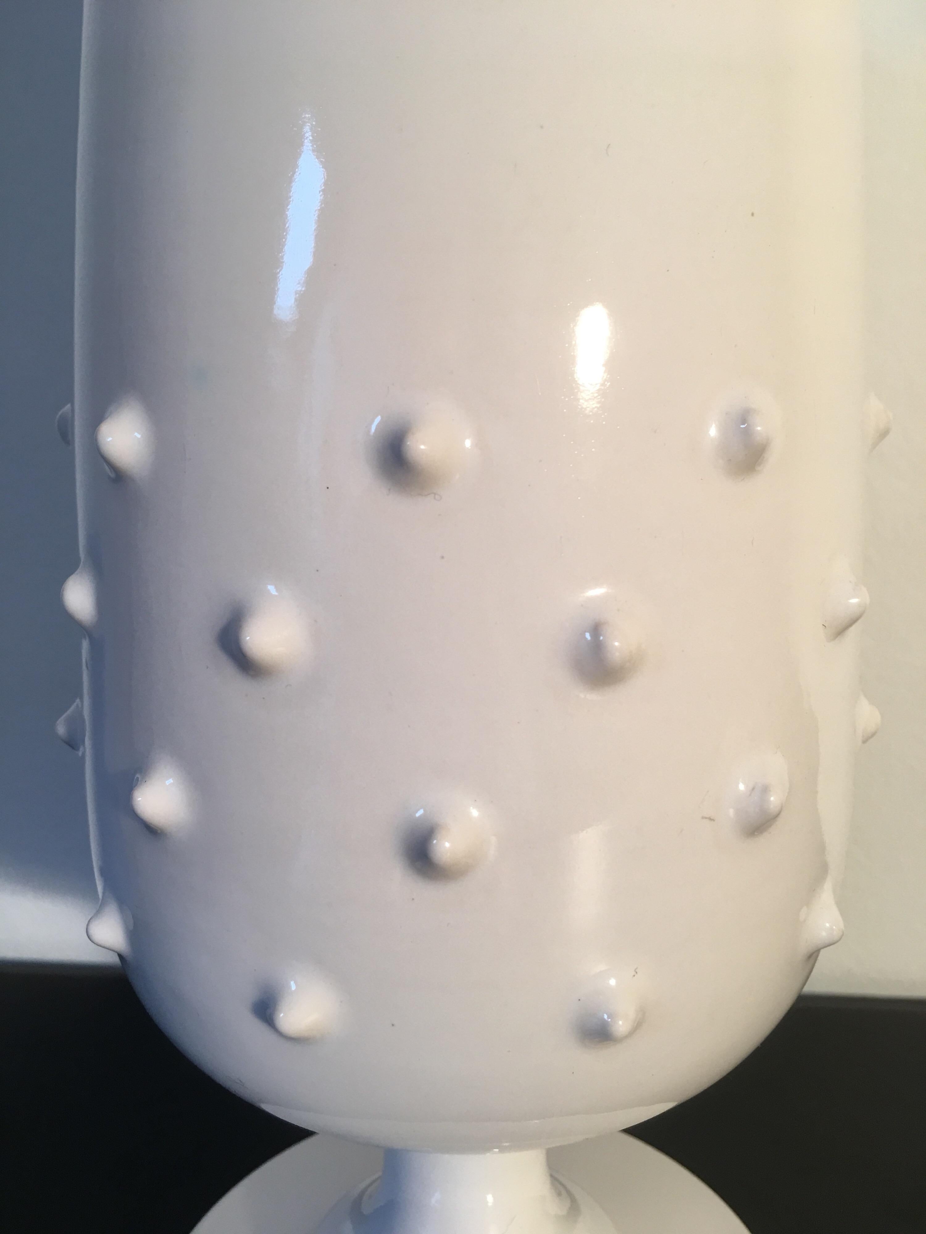 Mid-20th Century Pol Chambost Signed Large White enamelled Ceramic Vase, French, 1950s For Sale