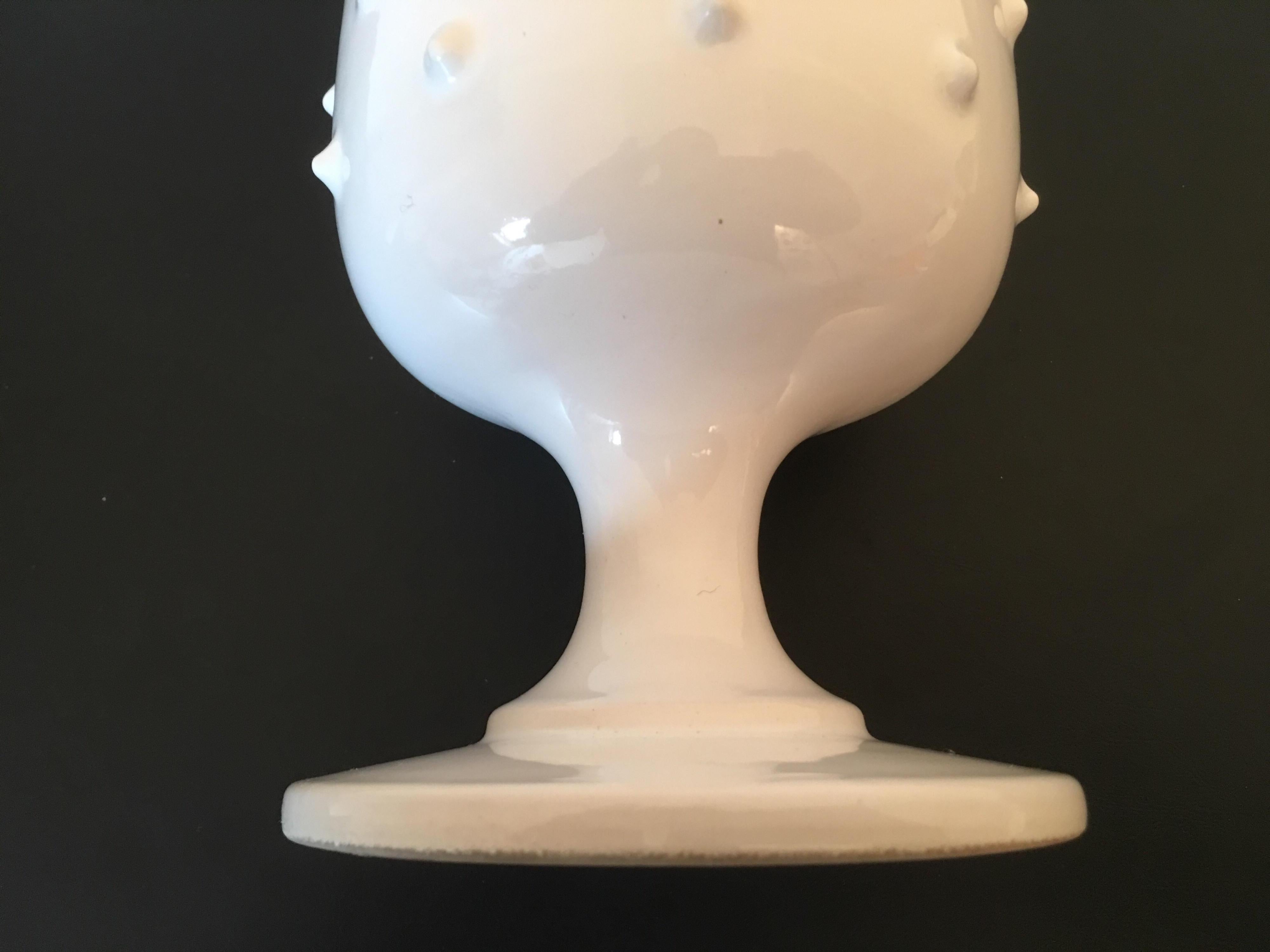 Pol Chambost Signed Large White enamelled Ceramic Vase, French, 1950s For Sale 1