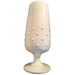 Pol Chambost Signed Large White enamelled Ceramic Vase, French, 1950s