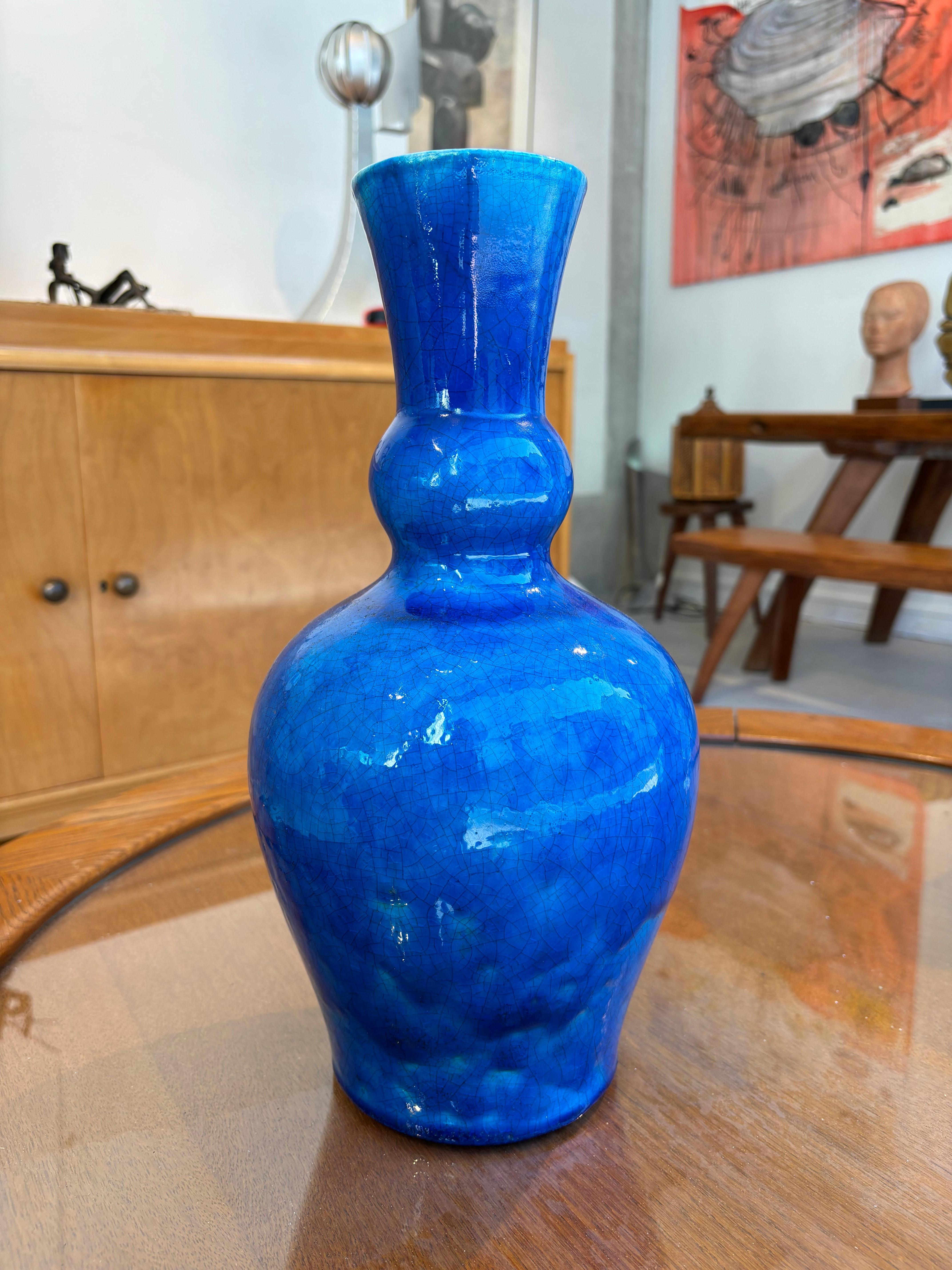 Vaso a balaustra di Pol Chambost con etichetta blu