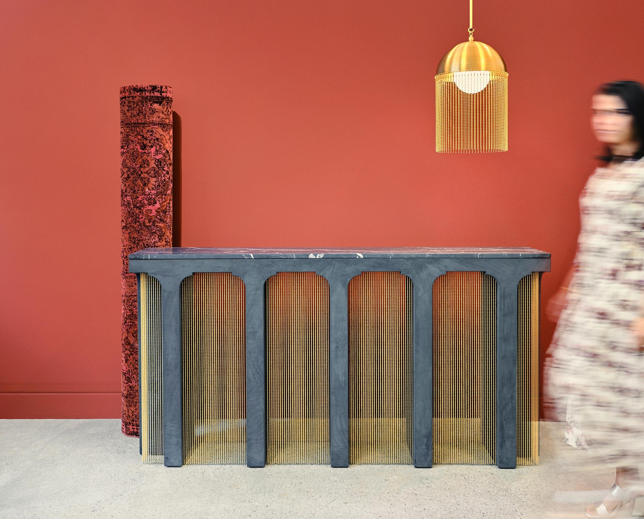Brass Pol Console Table by Indo Made For Sale