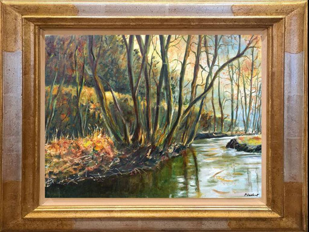 Il mio piccolo paesaggio fluviale - Impressionismo - SCUOLA BELGA AUC - Painting di Pol Ledent