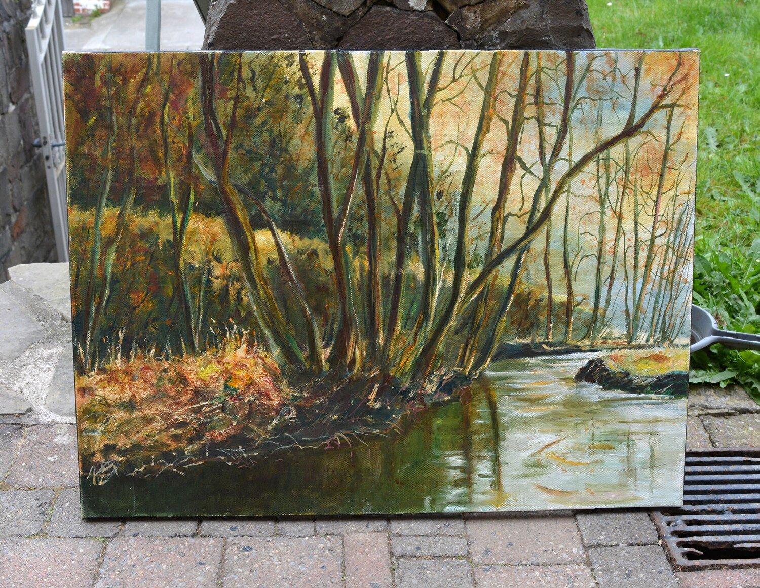 Il mio piccolo paesaggio fluviale - Impressionismo - SCUOLA BELGA AUC in vendita 1