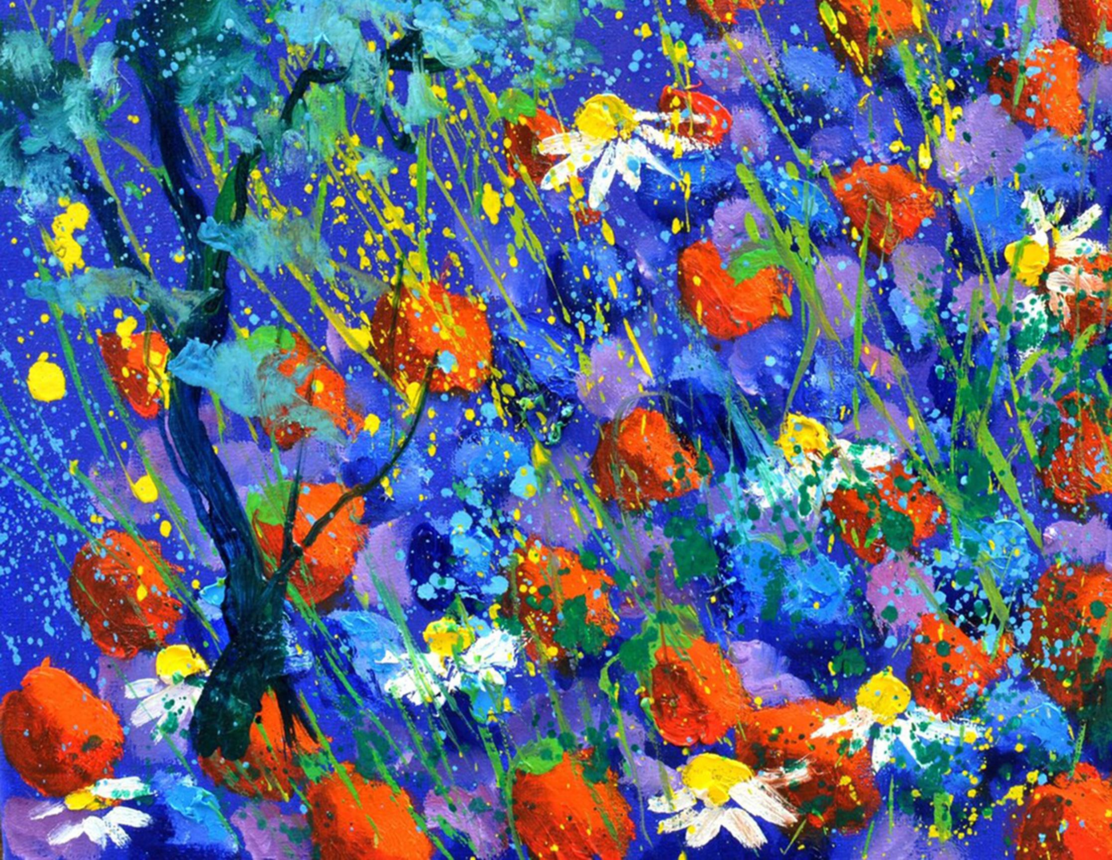 Papaveri rossi 4423 Paesaggio impressionista - SCUOLA BELGA AUC - Painting di Pol Ledent