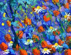 Red poppies 4423 Impressionism Landscape - BELGIAN SCHOOL AUC