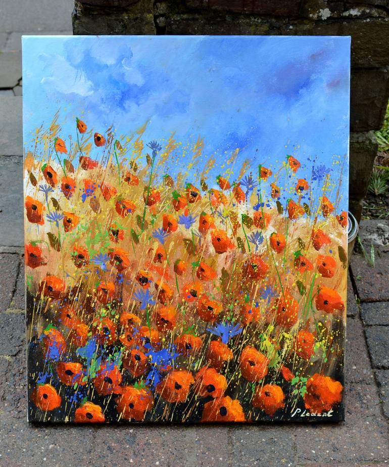 Papaveri rossi per sempre Impressionismo - SCUOLA BELGA AUC - Painting di Pol Ledent