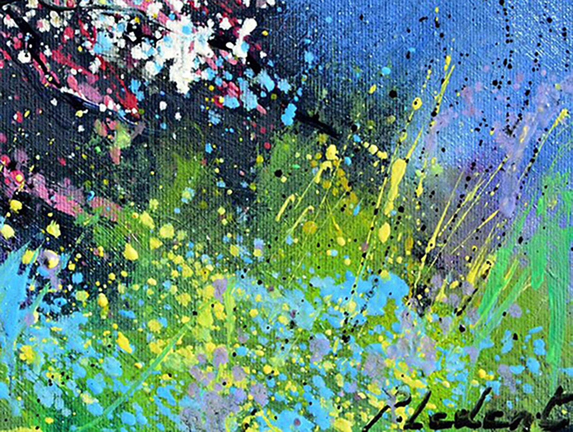 Impressionismus-Landschaft des Frühlings Optimismus – BELGIAN SCHOOL AUC (Blau), Abstract Painting, von Pol Ledent