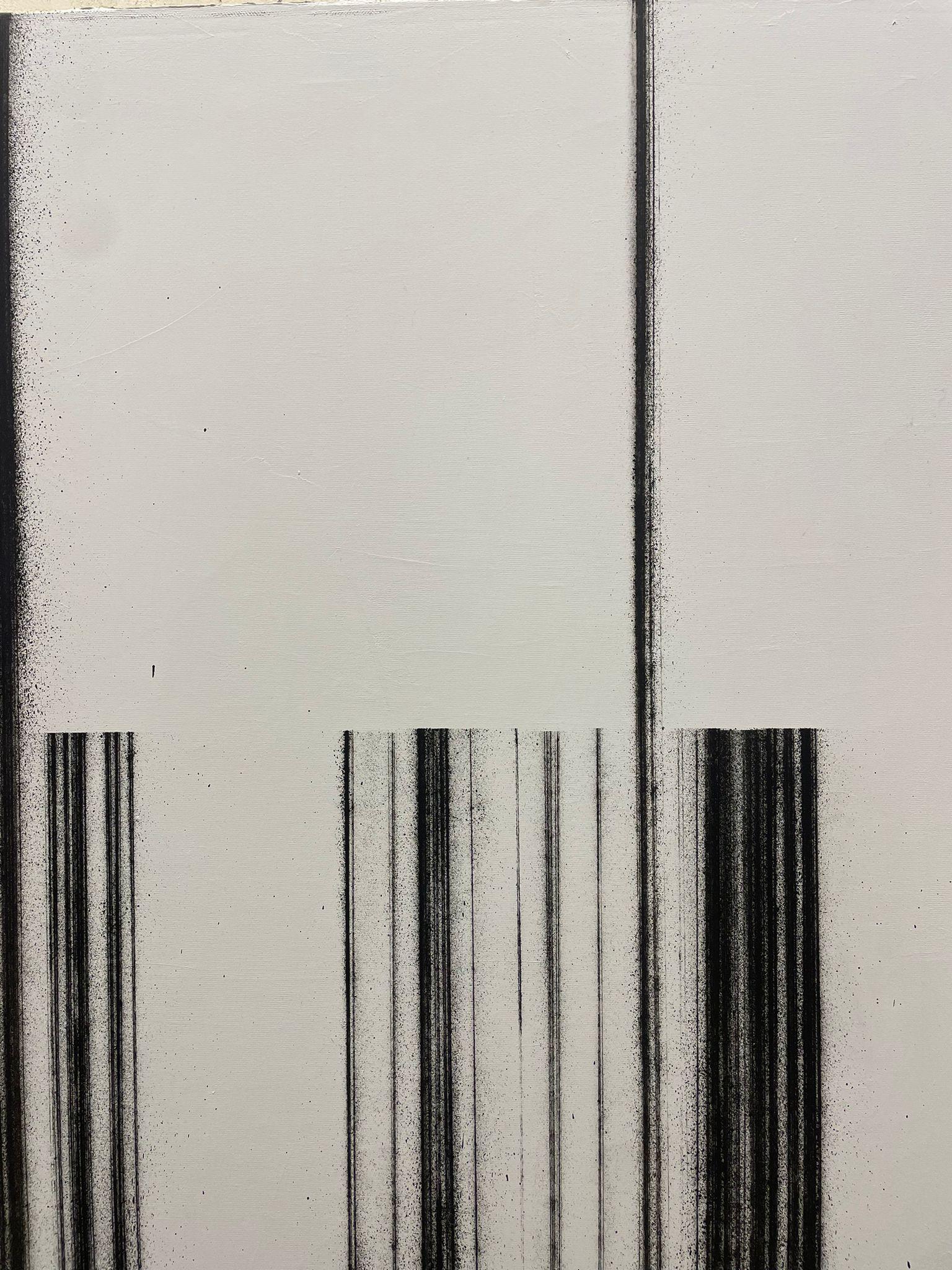 ABSTRACTO Líneas Negras Blancas Obra de Arte del Artista Español Contemporáneo Pol Pinto - Painting de Pol Pintó