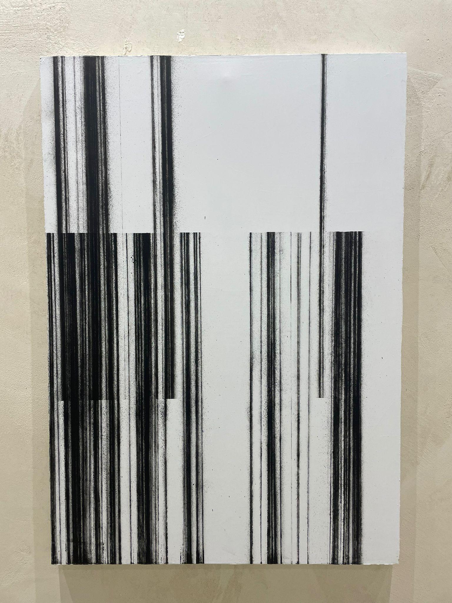 ABSTRACTO Líneas Negras Blancas Obra de Arte del Artista Español Contemporáneo Pol Pinto - Abstract Painting Gris de Pol Pintó