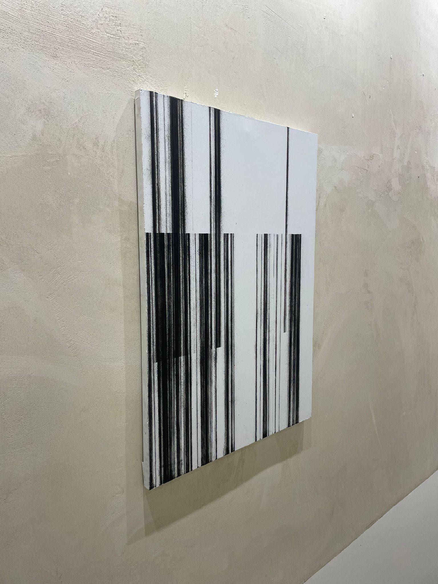ABSTRACTO Líneas Negras Blancas Obra de Arte del Artista Español Contemporáneo Pol Pinto en venta 1