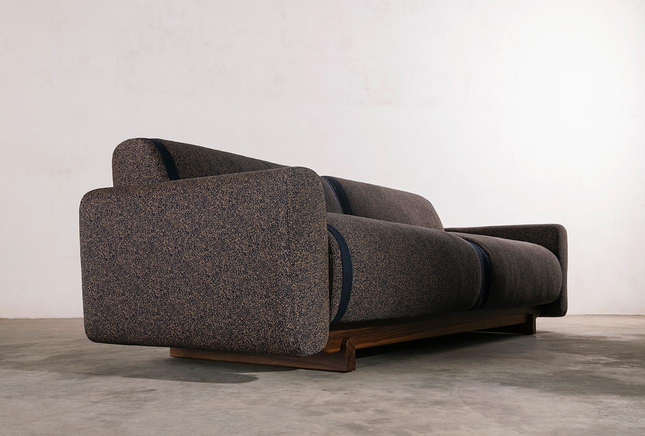 Pola sofa by Sebastian Herkner.
2 seats 
Dimensions: D 92.5 x W 197 x H 75.5 cm 
Materials: Fabric
Available in different fabrics.

‘Moro’ is a cosy cocoon of a chair. Named after a famous Venetian Doge, the design evokes the strong