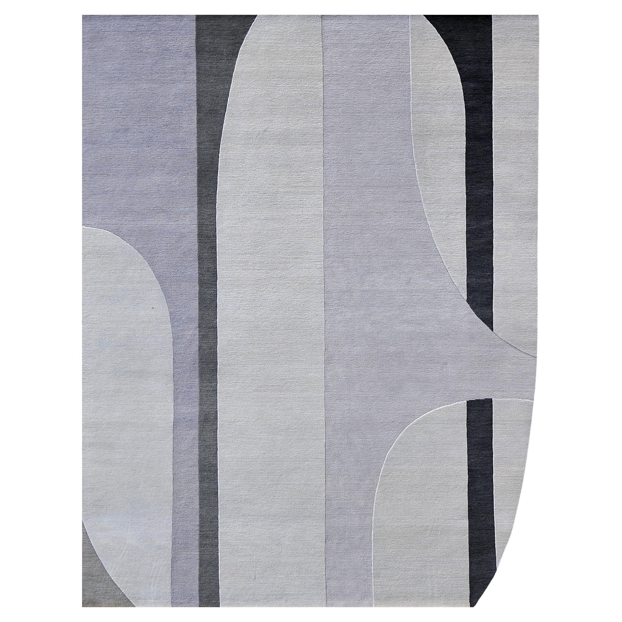 "Polanco - Pewter" /  8' x 10' / Hand-Knotted Wool Rug For Sale