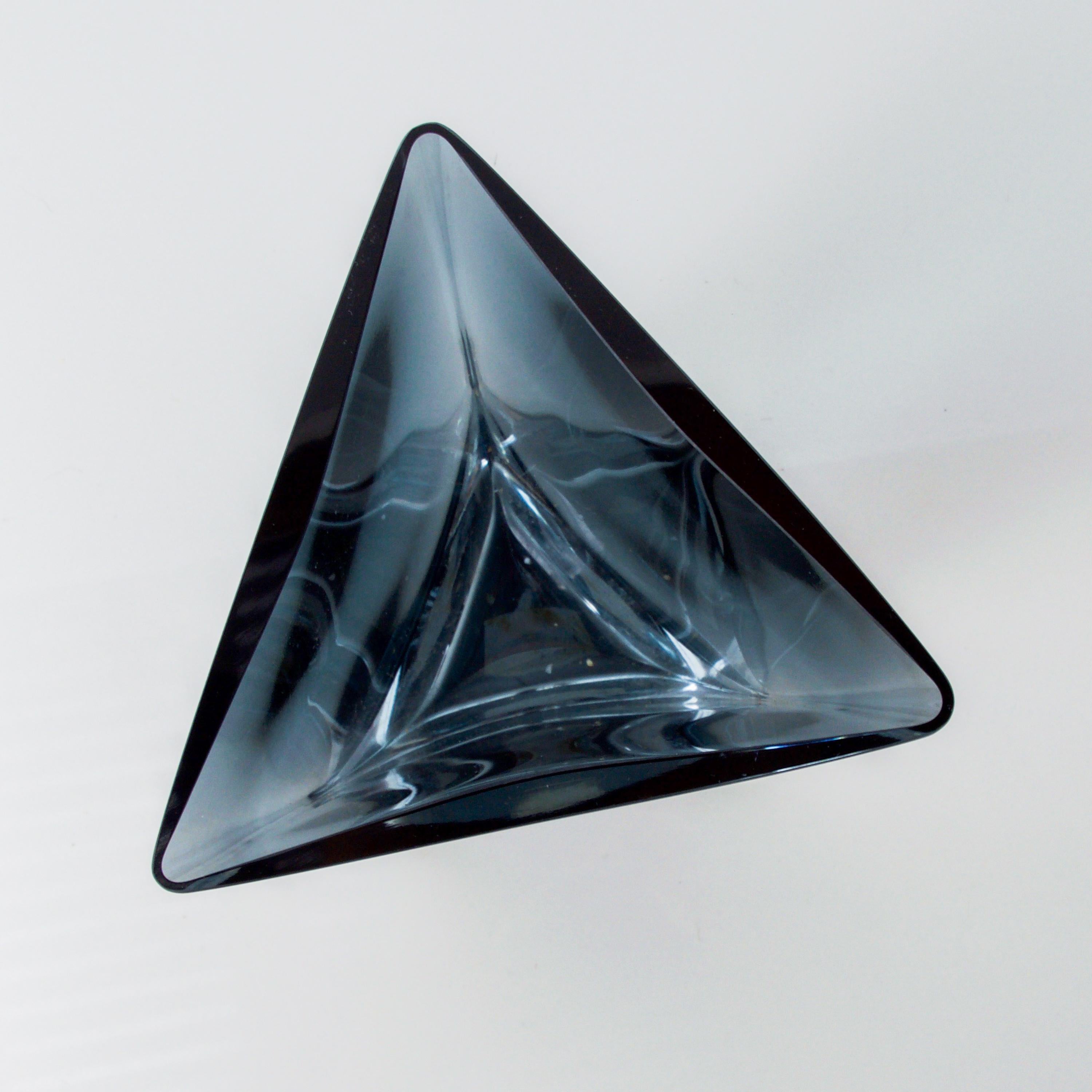 Modern Poland LSA Art Glass Triangular Handblown Decorative Glass Vase