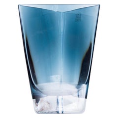 Poland LSA Art Glass Triangular Handblown Decorative Glass Vase