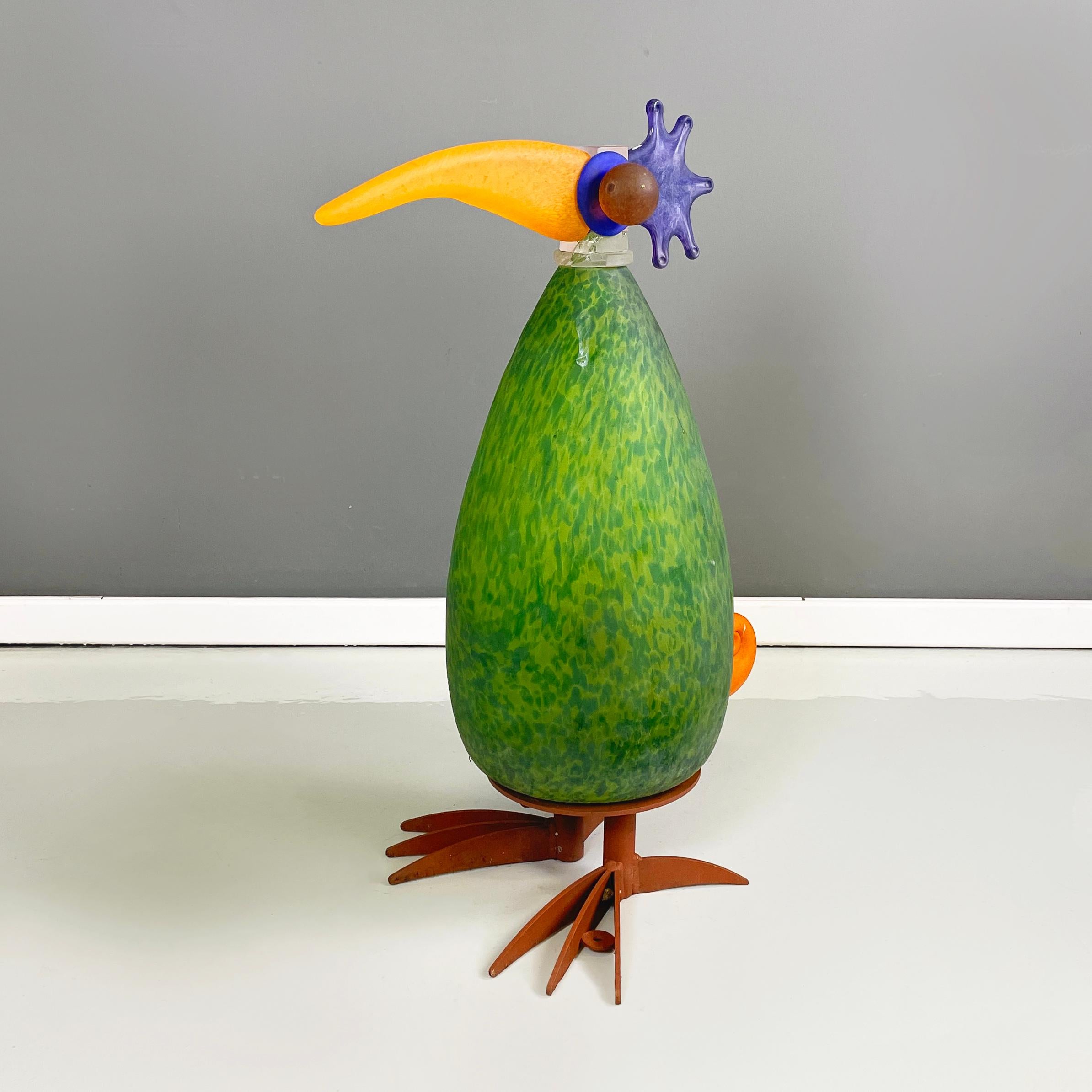 Poland modern Sculptural lamp Big Gonzo by Borowski Glass Studio, 2000s
Sculptural floor or table lamp mod. Big Gonzo in blown and handmade glass in green, blue, orange and transparent. The sculpture represents a particular bird standing with