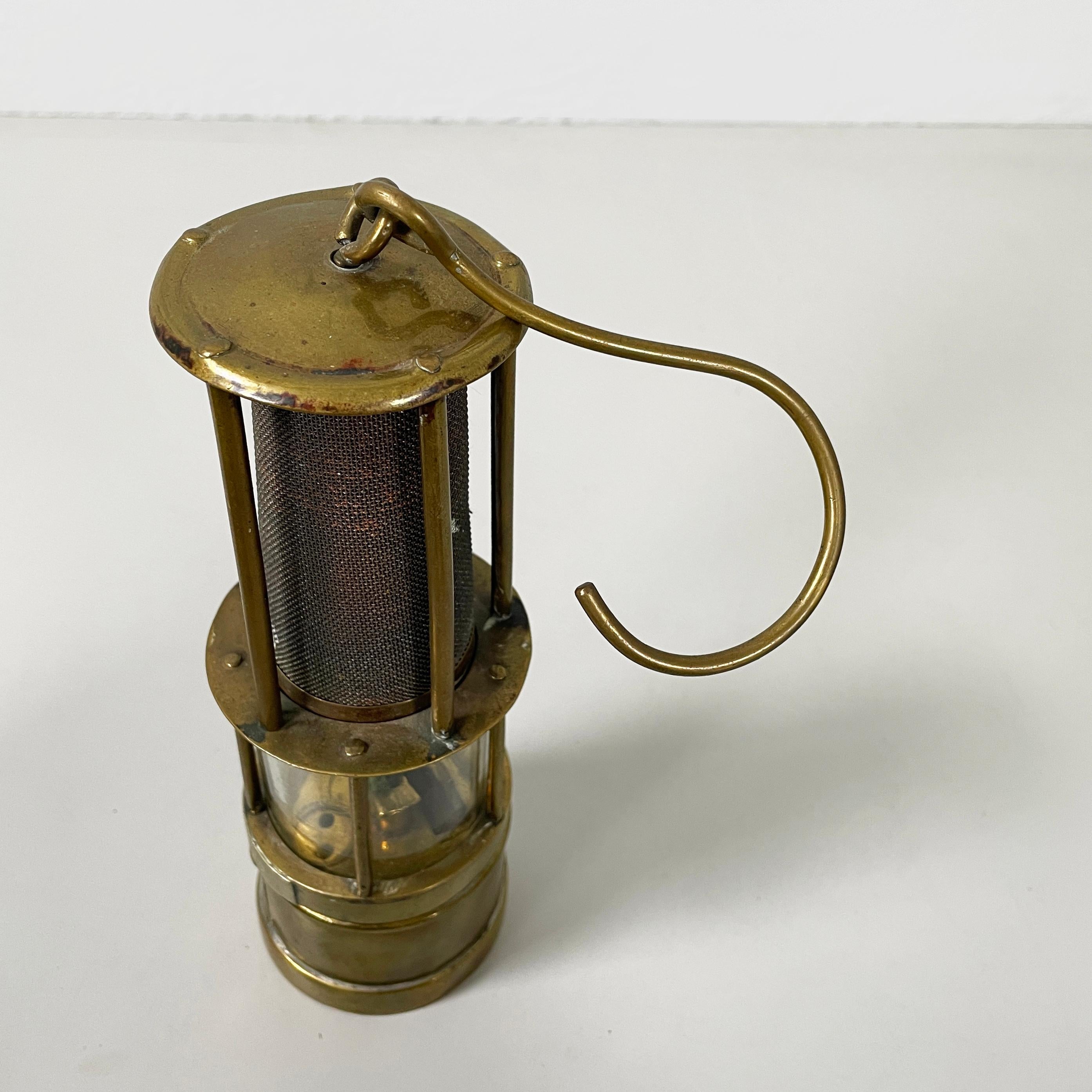 Polish Poland round miner's lantern in brass, late 1800s-early 1900s