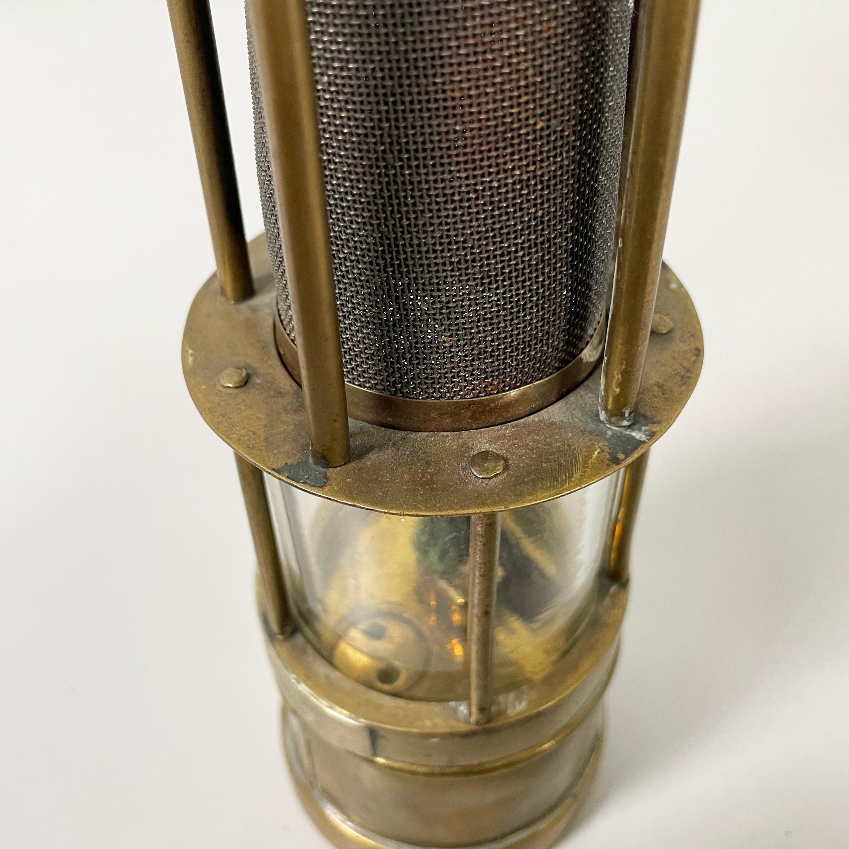 Brass Poland round miner's lantern in brass, late 1800s-early 1900s