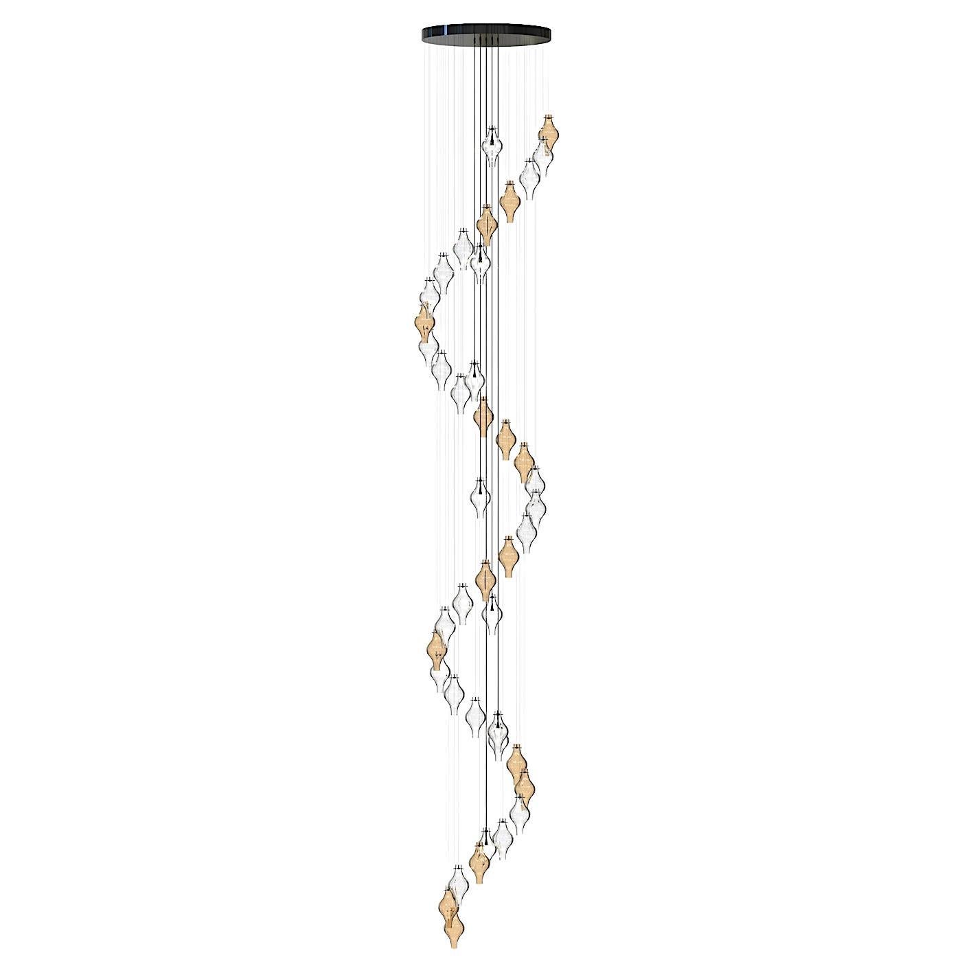 Polani Lampadario per Scala Interna in Vetro di Murano Eleganza Moderna Italiana