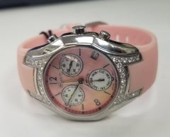 Polanti Chronograph Stainless Steel Case and Rubber Strap with Diamonds